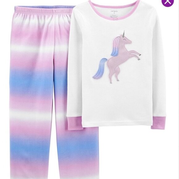 Carter’s Pink Unicorn Fleece Pajamas Set 5 - Picture 1 of 7